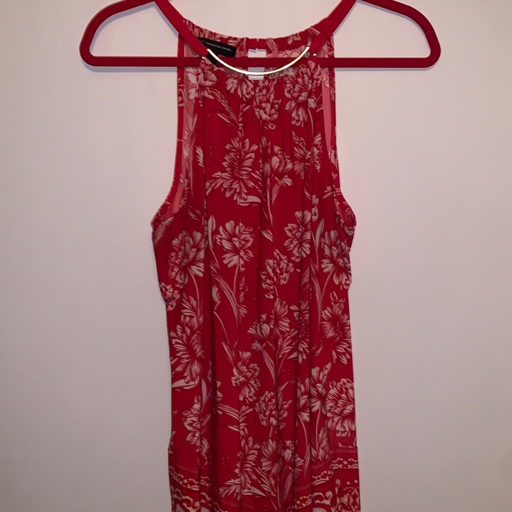 INC red floral top